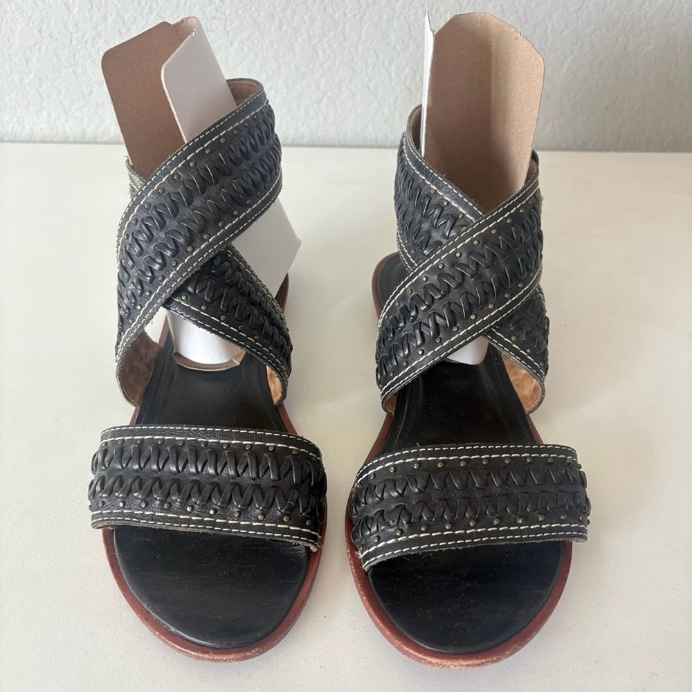 Frye Boots Women’s Black Leather Sling Back Strappy Flat Sandals Size 8.5 M